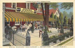 Niagara Falls New York 1940 Postcard Hotel Marconi Restaurant Sidewalk Cafe