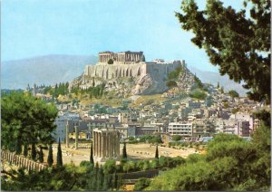 Postcard Greece Athens The Temple of Olympian Jupiter and Acropolis