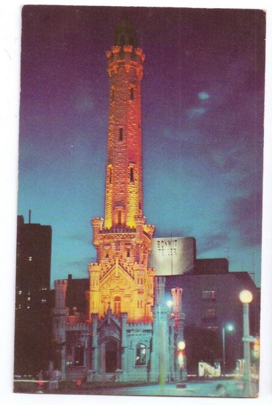 Old Water Tower At Night Chicago Illinois IL 