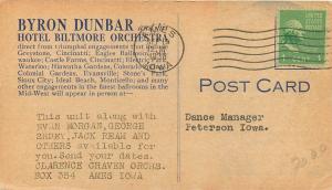 Byron Dunbar Hotel Biltmore Chicago Illinois pm 1936 Dance Manager Corr Postcard