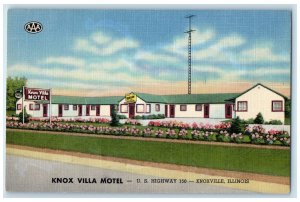 c1940 Knox Villa Motel Restaurant Cottage US Highway Knoxville Illinois Postcard