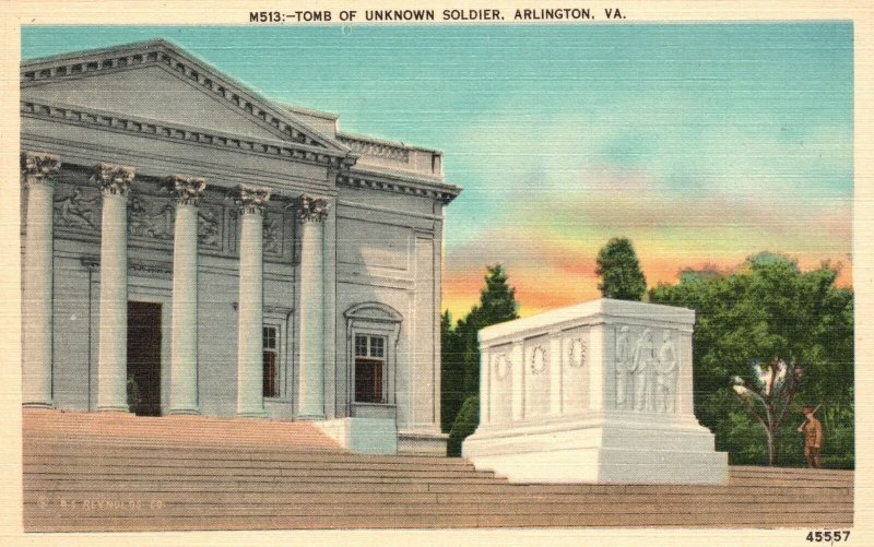 Vintage Postcard 1930's Tomb Of Unknown Soldier Arlington Virginia B.S. Reynolds
