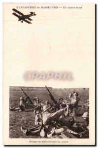 Old Postcard L & # 39infanterie maneuvers machine guns Group ena ction Army