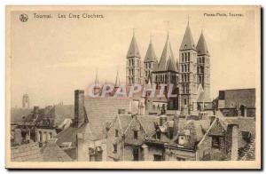 Old Postcard Belgium Tournai five towers