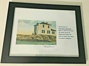 Postcard  Framed Post Card Photo , Lime Rock Lighthouse,  Newport, RI.