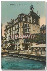 Old Postcard Geneve The Island The Tower