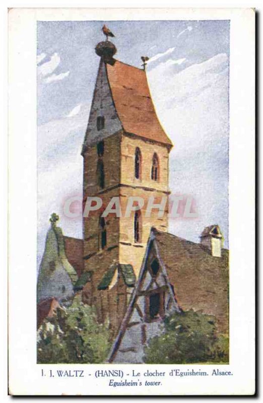 Old Postcard Fantasy Illustrator Hansi Alsace steeple & # 39Eguisheim