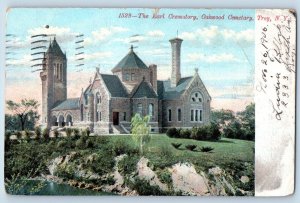 Troy New York Postcard Earl Crematory  Oakwood Crematory Building 1906 Vintage