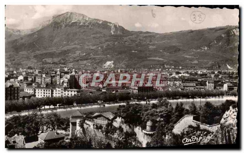Old Postcard The Beautiful French Alps Grenoble view from the Jardin des Daup...