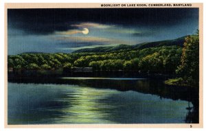 Moonlight Lake Koon Cumberland Maryland Vintage Scenic Postcard
