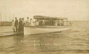 Clear Lake Iowa Mench Oakwood Boat 1908 RPPC Photo Postcard 20-3739