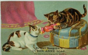 Detroit Soap Co Queen Anne Soap Two Cats Playing With Toy Parlor Scene P80