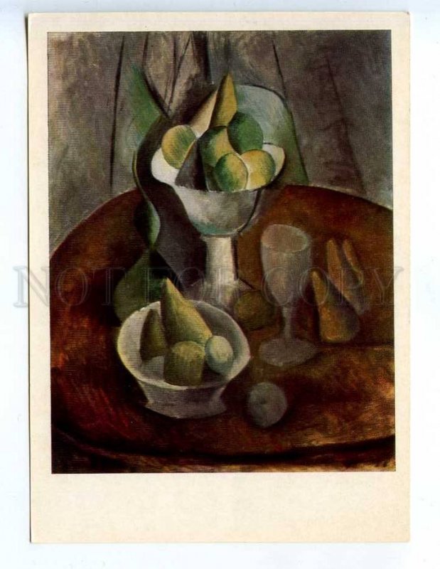 217372 PABLO PICASSO fruit in vase old postcard