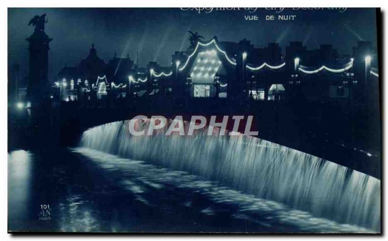 Old Postcard Paris Exposition des Arts Decoratifs Night View