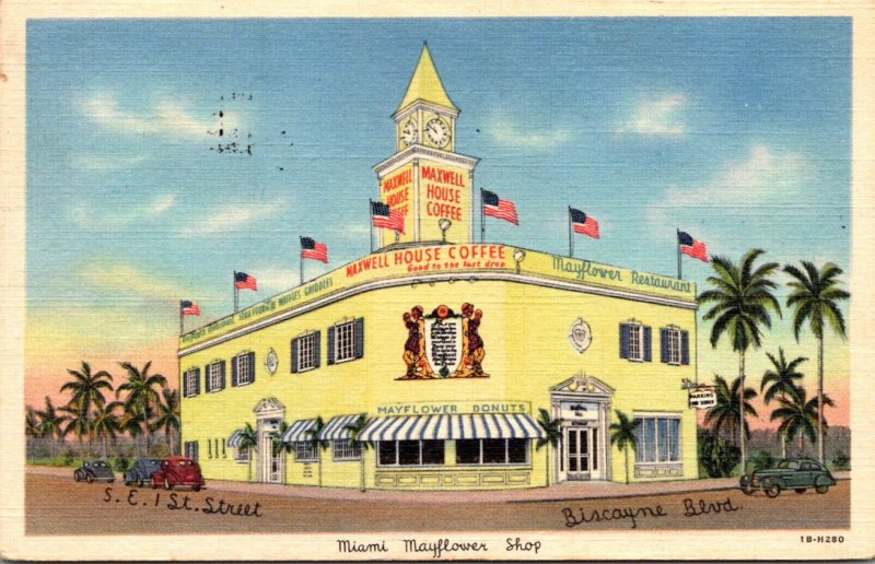 Florida Miami Mayflower Shop Restaurant Maxwell House Coffee 1950 Curteich