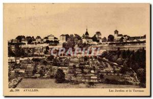 Old Postcard Avallon The gardens and terrace