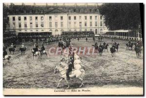 Old Postcard Carousel Horse Riding Equestrian Saumur Moulin Wings