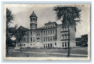 1929 Central High School Building Denison Iowa IA Posted Vintage Postcard