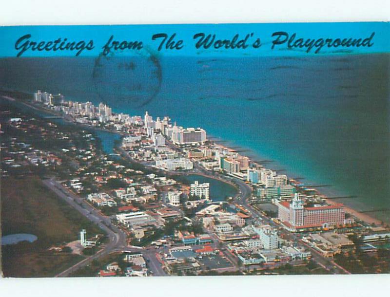 Pre-1980 AERIAL VIEW OF TOWN Miami Beach Florida FL n3049