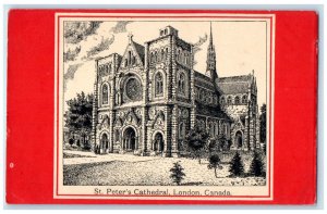 1911 St. Peter's Cathedral London Ontario Canada Red Background Postcard