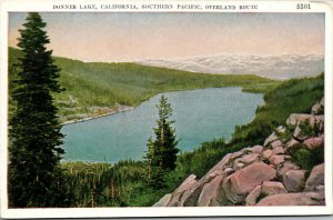 Vtg Donner Lake Southern Pacific Overland Route Railroad California CA Postcard