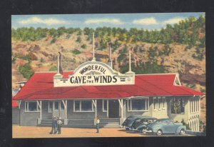 MANITOU SPRINGS COLORADO CAVE OF THE WINDS OLD CARS LINEN ADVERTISING POSTCARD