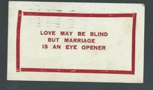 1910 Valentine Love May Be Blind But Marriage Is Forever
