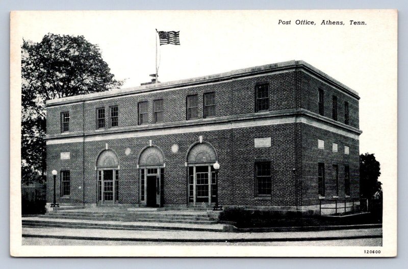 K4/ Athens Tennessee Postcard c1940s U.S. Post Office Building 178