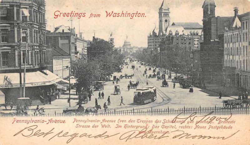 Washington DC Pennsylvania Avenue Street Scene Greetings Postcard AA64501