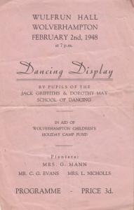 Wulfrun Hall Wolverhampton Post War 1948 School Dancing Dance Theatre Programme