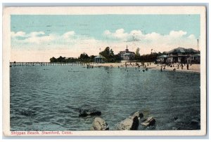 Stamford Connecticut CT Postcard Shippan Beach Bridge People Bathing Scene 1913