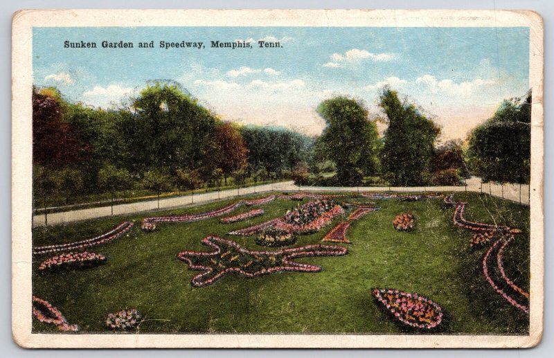 Sunken Garden & Speedway Memphis Tennessee TN Flower Landscapes Postcard