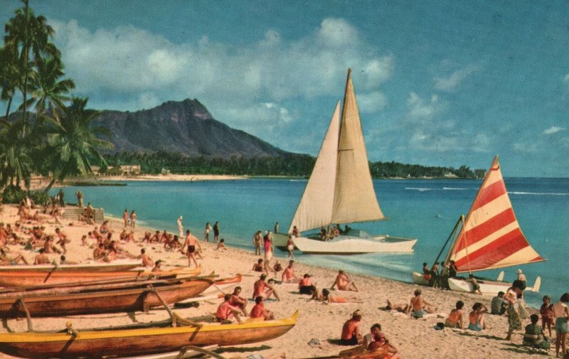 Vintage Postcard Outrigger & Catamaran Picturesque Craft Early Hawaii Navigator