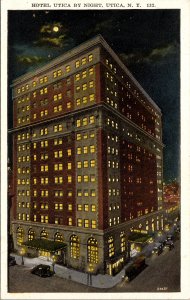 Postcard NY Hotel Utica by Night