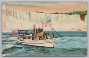 Niagara Falls New York~Tour Boat Maid of the Mist @ Falls~Vintage Postcard
