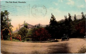 VINTAGE POSTCARD DRIVING ALONG THE NUANU PALI NEAR HONOLULU HAWAII POSTED 1912