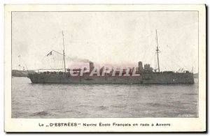 Old Postcard warship D'Estrees French School Ship stranded in Antwerp