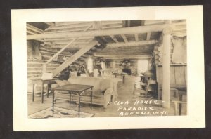 RPPC BUFFALO WYOMINA PARADISE CLUB HOUSE INTERIOR REAL PHOTO POSTCARD