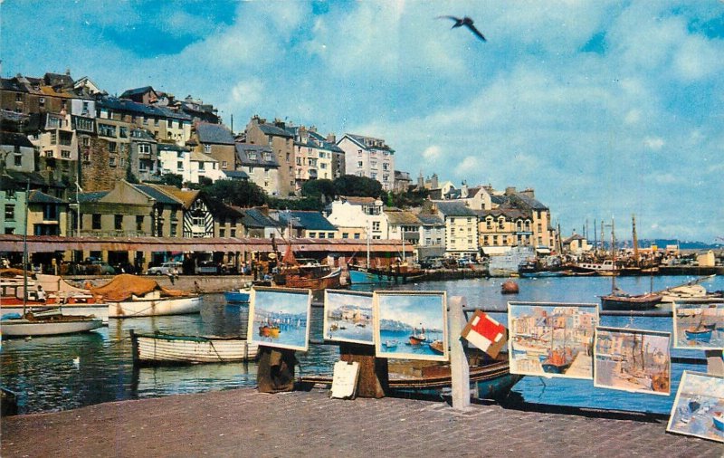 UK England Brixham Corner and fish market harbour boats vessels paintings