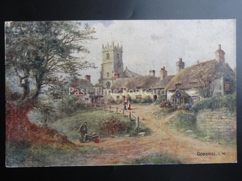 Isle of Wight GODSHILL & Church Old Postcard Art W.W.Quartermain by J.Salmon 776