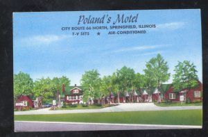 SPRINGFIELD ILLINOIS ROUTE 66 POLAND'S MOTEL VINTAGE ADVERTISING POSTCARD