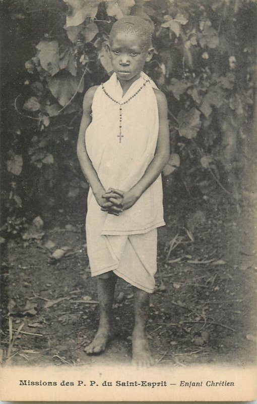 French Congo Christian child postcard