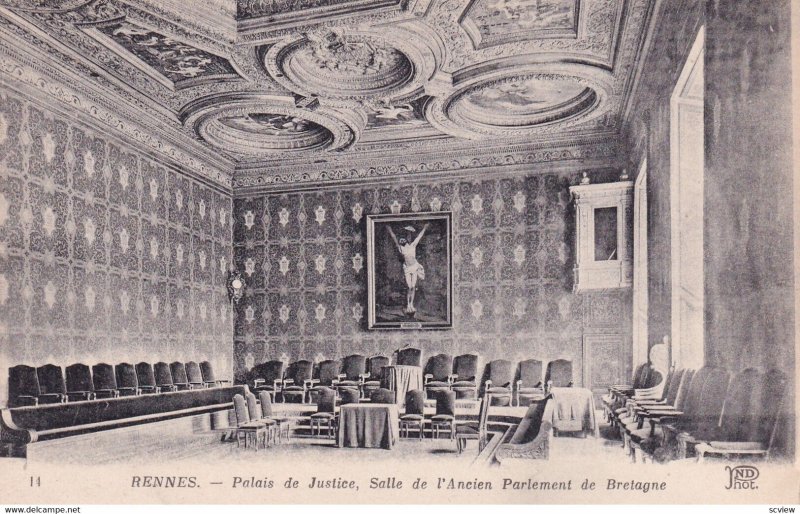 RENNES, Ille Et Vilaine, France, 1900-1910s; Palais De Justice, Salle De L'An...