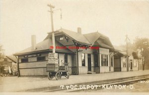 Depot, Ohio, Kenton, RPPC, Toledo & Ohio Central Railroad Station,Photo No 107-1