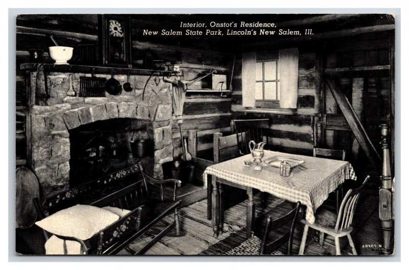 Interior Onstot Residence New Salem State Park Illiniois ILUNP DB Postcard Y5