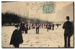 Old Postcard Grenoble balls Petanque players on & # 39esplanade TOP