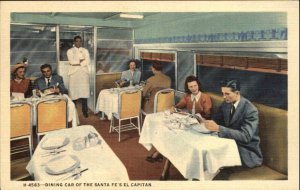 Fred Harvey El Capitain Train Dining Car Interior Linen Vintage Postcard