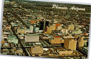 Phoenix Arizona~Aerial View Color Photo Of The City~PM 1966~Vintage Postcard