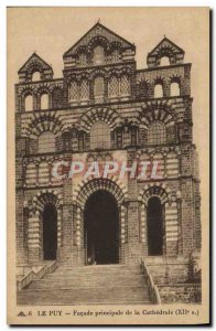 Old Postcard Le Puy en Velay Main Facade of the Cathedral