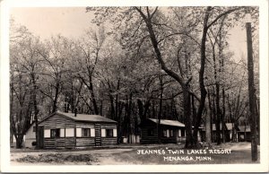 Real Photo Postcard Jeanne's Twin Lakes Resort in Menahga, Minnesota